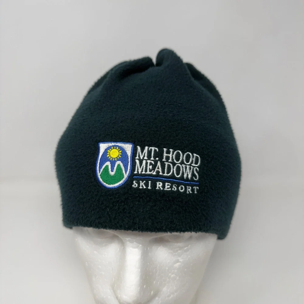 Mt Hood Meadows Ski Resort Merkley Headgear Fleece Beanie Tassel Green Canada